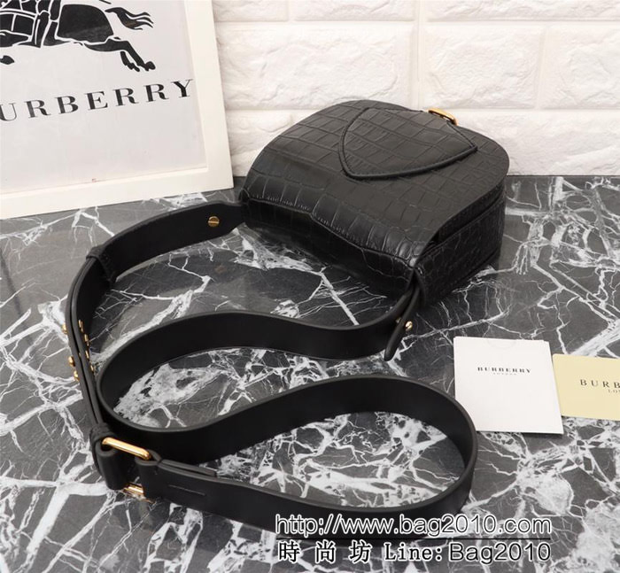 BURBERRY巴寶莉 小號最高版本 專櫃最新The Satchel短吻鱷皮 方型薩奇爾包  Bhq1029